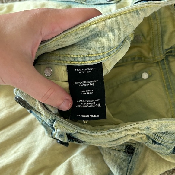 Affliction Raquel Jeans Yellow Blue Women's Size 24 Cotton Stretch Grunge Goth - Picture 9 of 13